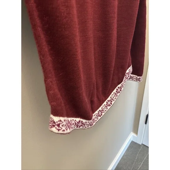 Artesania Hooded Pullover Fair Isle Sweater Lace Up Alpaca Women's Size L Peru - Picture 13 of 15